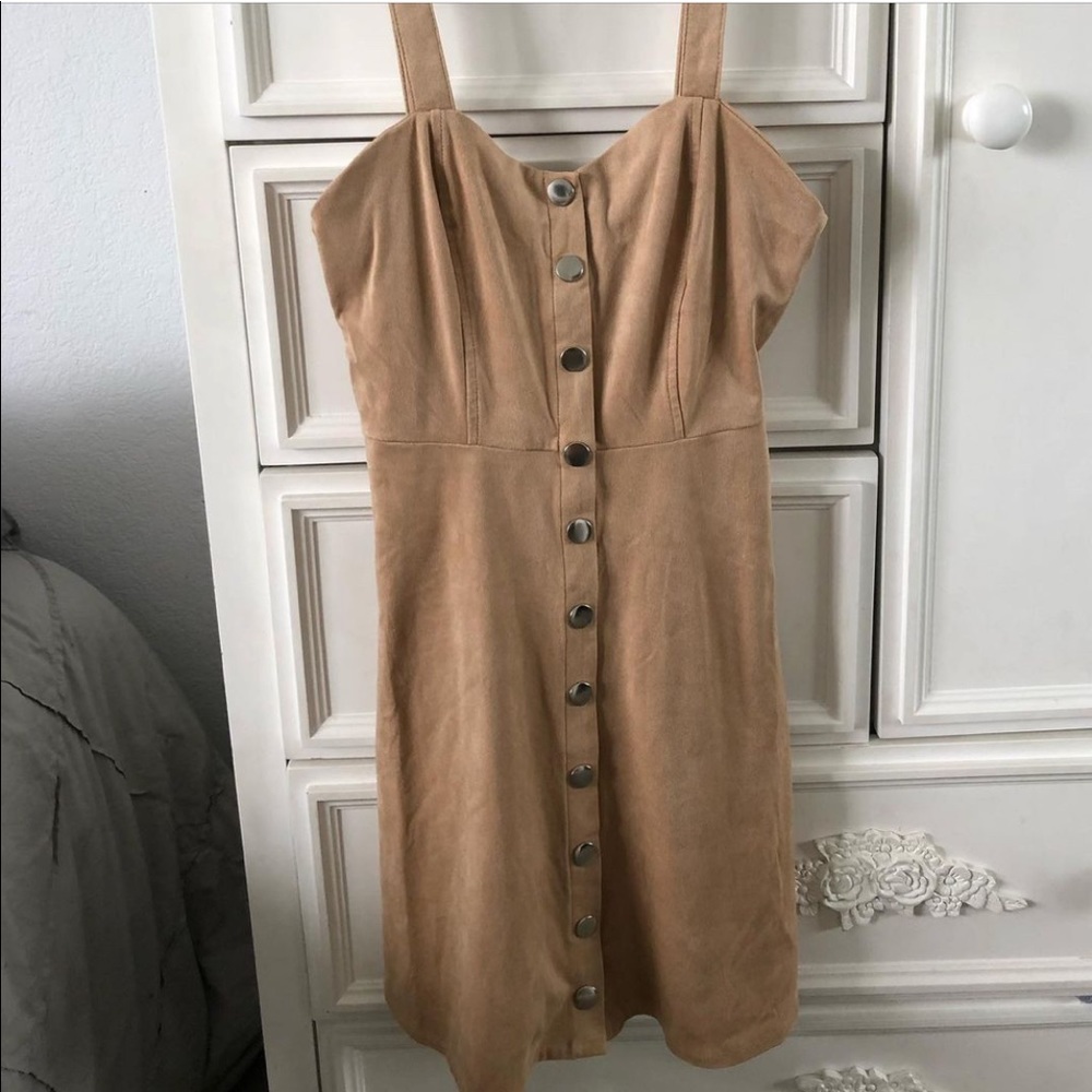 Beige faux suede dress